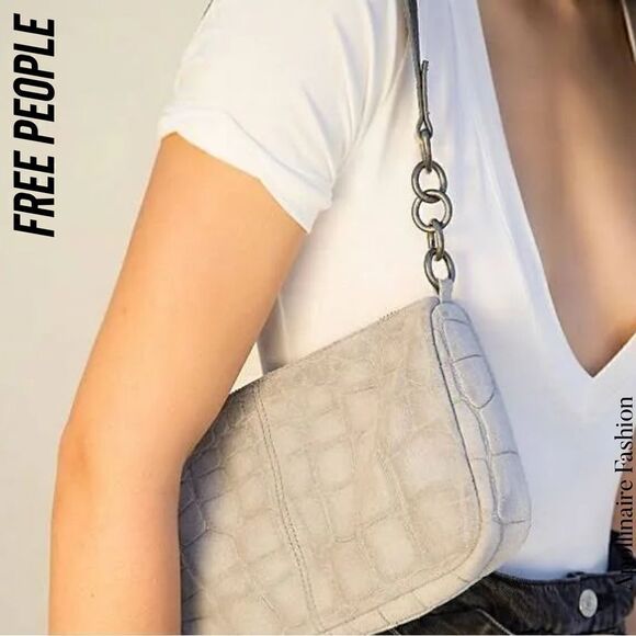 FREE PEOPLE ALANNA CRIC TEXTURED SHOULDER BAG IN BEIGE NEW - Picture 1 of 4